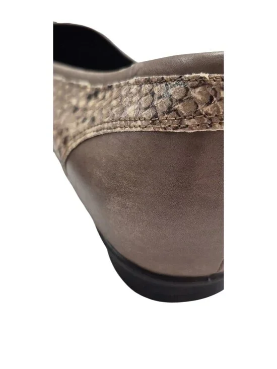 Ecco Womens Taupe & Snake Print Leather Ballet Flats Size 40 EU - Picture 10 of 12